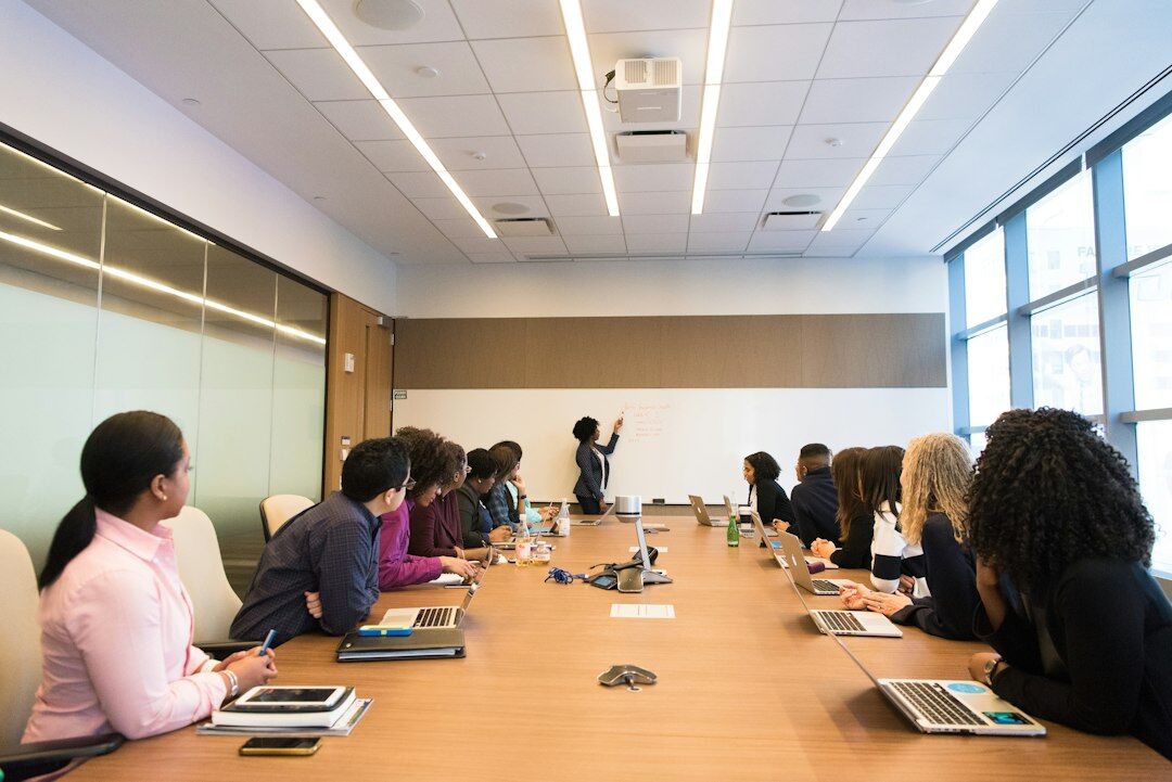 people discussing in meeting